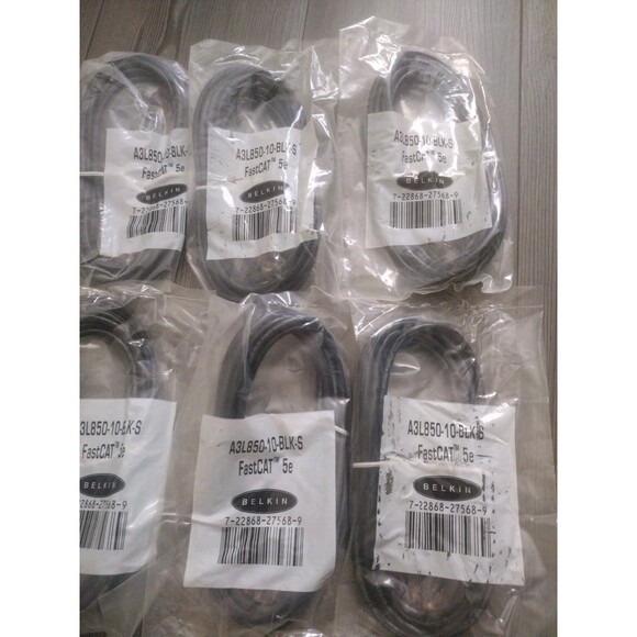 6 NEW -Belkin A3L850-10-BLK-S  Snagless FastCat 5e Patch Cable -10ft (NOS) - Picture 3 of 6